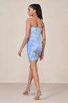 Shop_S&N By Shantnu Nikhil_Blue Jersey, Spandex Light Acanthus Print Dress _at_Aza_Fashions