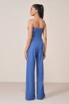 Shop_S&N By Shantnu Nikhil_Blue Spandex, Viscose Bandeau Neck Denim Corset Jumpsuit _at_Aza_Fashions
