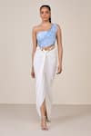 Buy_S&N By Shantnu Nikhil_Blue Jersey, Spandex Asymmetric Light Designer Top _at_Aza_Fashions