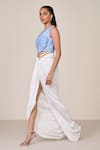Buy_S&N By Shantnu Nikhil_Blue Jersey, Spandex Asymmetric Light Designer Top _Online_at_Aza_Fashions
