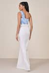 Shop_S&N By Shantnu Nikhil_Blue Jersey, Spandex Asymmetric Light Designer Top _at_Aza_Fashions