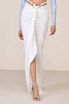 S&N By Shantnu Nikhil_Blue Jersey, Spandex Boat Neck Light Designer Top With Patchwork _Online_at_Aza_Fashions
