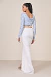 Shop_S&N By Shantnu Nikhil_Blue Jersey, Spandex Boat Neck Light Designer Top With Patchwork _at_Aza_Fashions