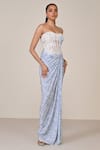 Buy_S&N By Shantnu Nikhil_Blue Jersey, Spandex, Lace Embroidery Sweetheart Light Applique Corset Gown _Online_at_Aza_Fashions