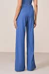 Shop_S&N By Shantnu Nikhil_Blue Viscose, Spandex Dark Denim Slim Fit Designer Pant _at_Aza_Fashions