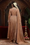 Shop_Miku Kumar_Brown Tissue, Organza Embroidery V-neck Lavanya Anarkali Set _at_Aza_Fashions