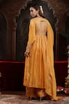 Miku Kumar_Yellow Tissue, Organza Embroidery V-neck Mustard Hand Anarkali Set _Online_at_Aza_Fashions