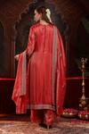 Shop_Miku Kumar_Red Tissue, Organza Embroidery Round Neck Prisha Suit Set _at_Aza_Fashions
