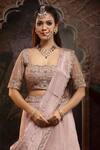 Buy_Miku Kumar_Lilac Tissue, Organza Embroidery Square Neck Hand Lehenga Set _Online_at_Aza_Fashions