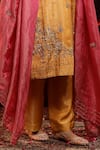 Miku Kumar_Yellow Tissue, Organza Embroidery V-neck Hand Vanya Suit Set _Online_at_Aza_Fashions