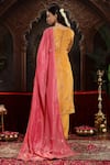 Shop_Miku Kumar_Yellow Tissue, Organza Embroidery V-neck Hand Vanya Suit Set _at_Aza_Fashions