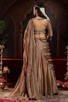 Miku Kumar_Brown Tissue, Organza Embroidery Scoop Neck Amara Copper Lehenga Set _Online_at_Aza_Fashions