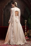 Miku Kumar_Ivory Tissue, Organza Embroidery Round Neck Nihar Lehenga Set _Online_at_Aza_Fashions