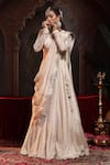 Shop_Miku Kumar_Ivory Tissue, Organza Embroidery Round Neck Nihar Lehenga Set 
