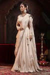 Miku Kumar_Ivory Tissue, Organza Embroidery Round Neck Nihar Lehenga Set _Online