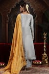 Shop_Miku Kumar_Gray Tissue, Organza Embroidery Square Neck Grey Aabha Suit Set With Dupatta _at_Aza_Fashions