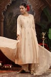 Shop_Miku Kumar_Ivory Chanderi Silk Embroidery Round Neck Sharvi Suit Set _Online_at_Aza_Fashions