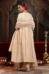 Miku Kumar_Ivory Chanderi Silk Embroidery Round Neck Sharvi Suit Set _Online_at_Aza_Fashions