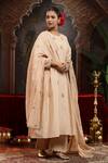 Miku Kumar_Ivory Chanderi Silk Embroidery Round Neck Sharvi Suit Set _at_Aza_Fashions