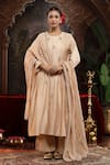 Buy_Miku Kumar_Ivory Chanderi Silk Embroidery Round Neck Sharvi Suit Set _at_Aza_Fashions