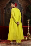 Miku Kumar_Yellow Chanderi Silk Embroidery Round Neck Vaidehi Suit Set _Online_at_Aza_Fashions