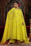 Buy_Miku Kumar_Yellow Chanderi Silk Embroidery Round Neck Vaidehi Suit Set _at_Aza_Fashions
