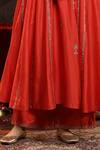Buy_Miku Kumar_Red Chanderi Silk Embroidery Round Neck Anarkali Suit Set _Online_at_Aza_Fashions
