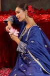 Shop_Miku Kumar_Blue Chanderi Silk Embroidery Round Neck Tanirika Suit Set _Online_at_Aza_Fashions