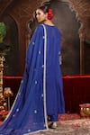Shop_Miku Kumar_Blue Chanderi Silk Embroidery Round Neck Tanirika Suit Set _at_Aza_Fashions