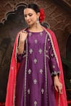 Shop_Miku Kumar_Purple Chanderi Silk Embroidery Round Neck Hand Suit Set _Online_at_Aza_Fashions