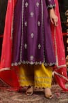 Buy_Miku Kumar_Purple Chanderi Silk Embroidery Round Neck Hand Suit Set 