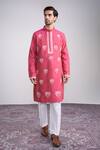 Buy_Sanjev Marwaaha_Pink Cotton, Silk Embroidery Designer Kurta Set _at_Aza_Fashions