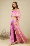 Label Nitika_Pink Modal, Net, Satin Beads Halter Neck, Purple And Floral Palazzo Set _Online