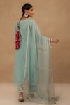 Shop_Charu Makkar_Blue Chanderi, Tissue, Organza Embroidery V-neck Light Kurta Set _at_Aza_Fashions