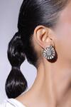 Buy_The Bling Girll_White Crystals Designer Stud Earrings _at_Aza_Fashions