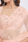 Buy_Sheetal Batra_Rose Gold Embroidery Sweetheart Neck Pink Mahila Saree Set 