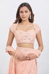 Shop_Sheetal Batra_Rose Gold Embroidery Sweetheart Neck Pink Mahila Saree Set 