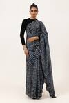 Buy_Unallume By Nisha_Blue Silk Designer Safari Saree _at_Aza_Fashions