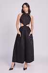 Buy_Dev And Viv_Black Cotton Halter Neck Cut-out Dress _at_Aza_Fashions