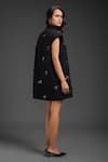 Shop_Deepika Arora_Black Crepe Beads, Embroidery Collared Rozella Dress _at_Aza_Fashions