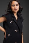 Shop_Deepika Arora_Black Crepe Beads, Embroidery Collared Rozella Dress _Online_at_Aza_Fashions