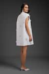 Shop_Deepika Arora_White Crepe Sequins Collared Rozella Designer Dress _at_Aza_Fashions