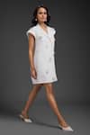Deepika Arora_White Crepe Sequins Collared Rozella Designer Dress _Online_at_Aza_Fashions