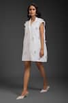 Buy_Deepika Arora_White Crepe Sequins Collared Rozella Designer Dress 