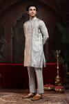 Shop_Miku Kumar_Gray Tissue, Organza Embroidery Vireen Kurta Set _Online_at_Aza_Fashions