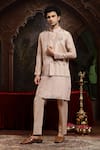 Shop_Miku Kumar_Pink Tissue, Organza Embroidery Onion Mridul Kurta Set _at_Aza_Fashions