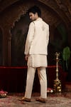 Shop_Miku Kumar_Ivory Tissue, Organza Embroidery Nehru Jacket Kurta Set _at_Aza_Fashions