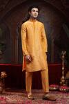Miku Kumar_Yellow Tissue, Organza Embroidery Reshav Kurta Set _at_Aza_Fashions