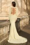 Shop_Supria Munjal_Green Crepe Embroidery V-neck Lily Designer Gown _at_Aza_Fashions