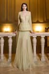 Buy_Supria Munjal_Yellow Tulle, V-neck Dusty Gown _at_Aza_Fashions
